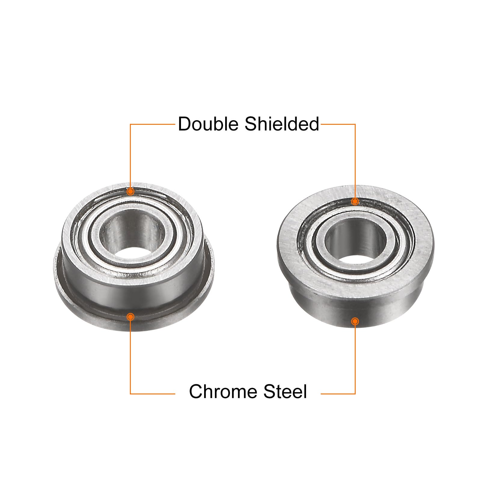 uxcell F683ZZ Flanged Ball Bearing 3x7x3mm Double Shielded Chrome